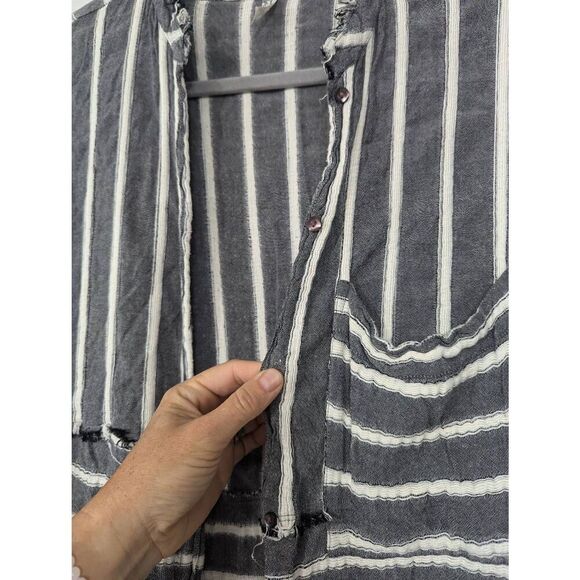 Intimately Free People Mixed Striped Tunic size small gray pocket cardigan - Picture 4 of 8